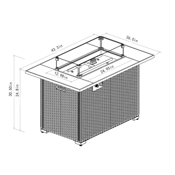 44" Outdoor Fire Pit Table, Propane Fire Table With Ceramic Tabletop Gas Fire Table - Espresso - Image 2