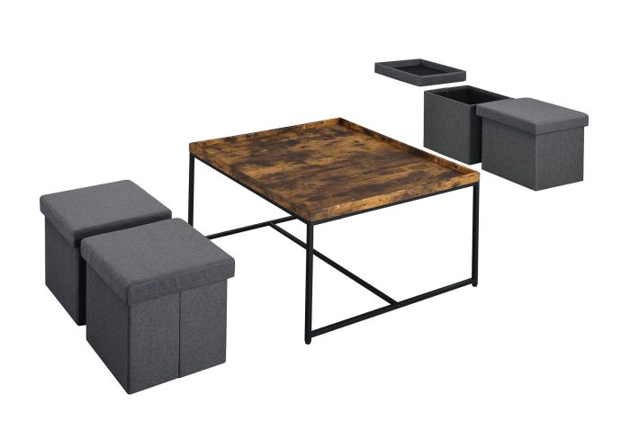 Vinny - Wood Grain Coffee Table Set With Raised Edges - Image 5