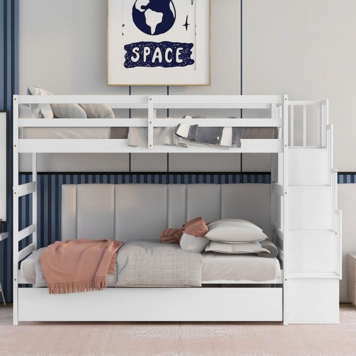 Twin Over Twin Bunk Beds With Twin Trundle And Stairway Storage Function - Image 3
