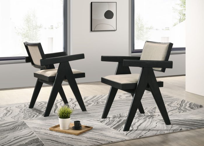 Jasper - 3 Piece Arm Chairs And Console Table (Set of 3) - Ebony Black - Image 2