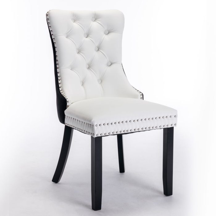 Nikki - Modern, High-End Tufted Solid Wood Contemporary PU And Velvet Upholstered Dining Chair With Wood Legs Nailhead Trim (Set of 2) - Image 13