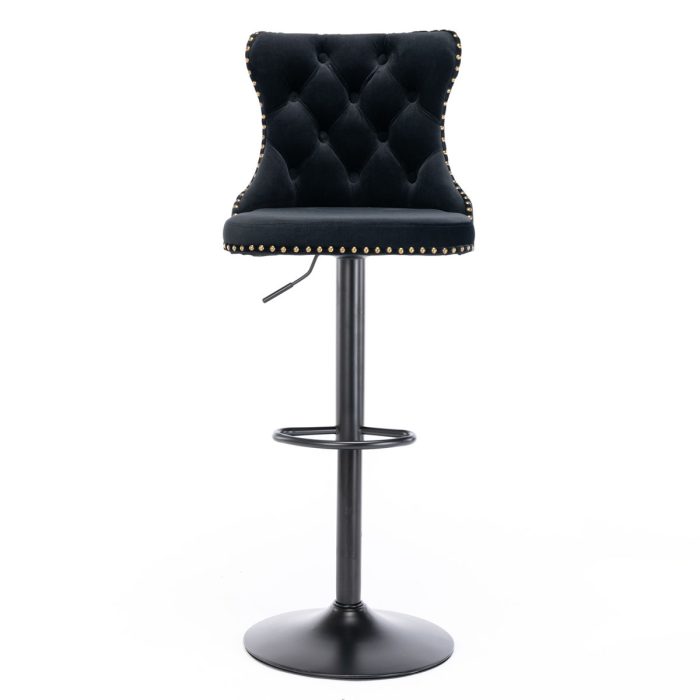 Swivel Velvet Barstools Adjusatble Seat Height, Modern Upholstered Bar Stools With Backs Comfortable Tufted For Home Pub And Kitchen Island (Set of 2) - Image 15