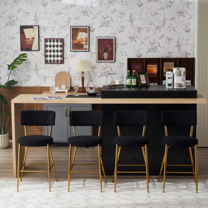 Modern Teddy Fabric Upholstered Bar Stools - Image 9