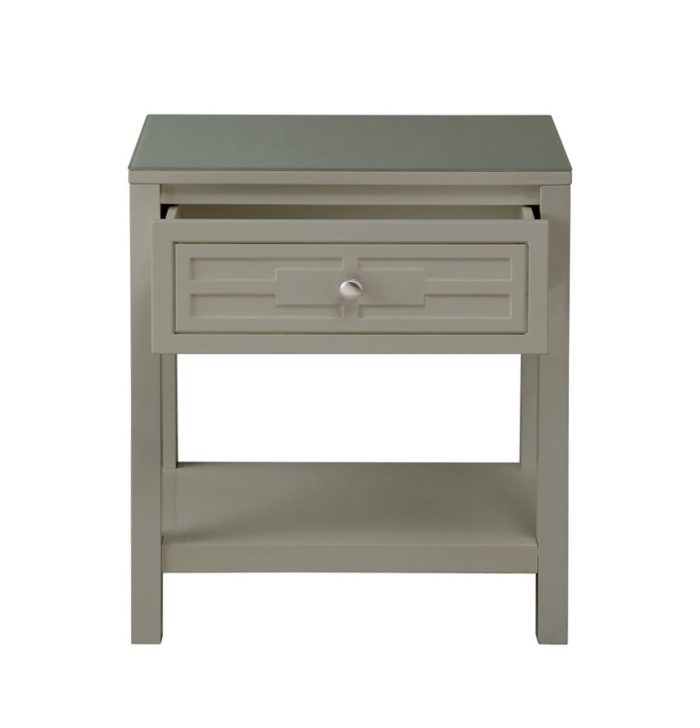 Dylan - Wooden End Side Table Nightstand With Glass Top And Drawer - Image 4