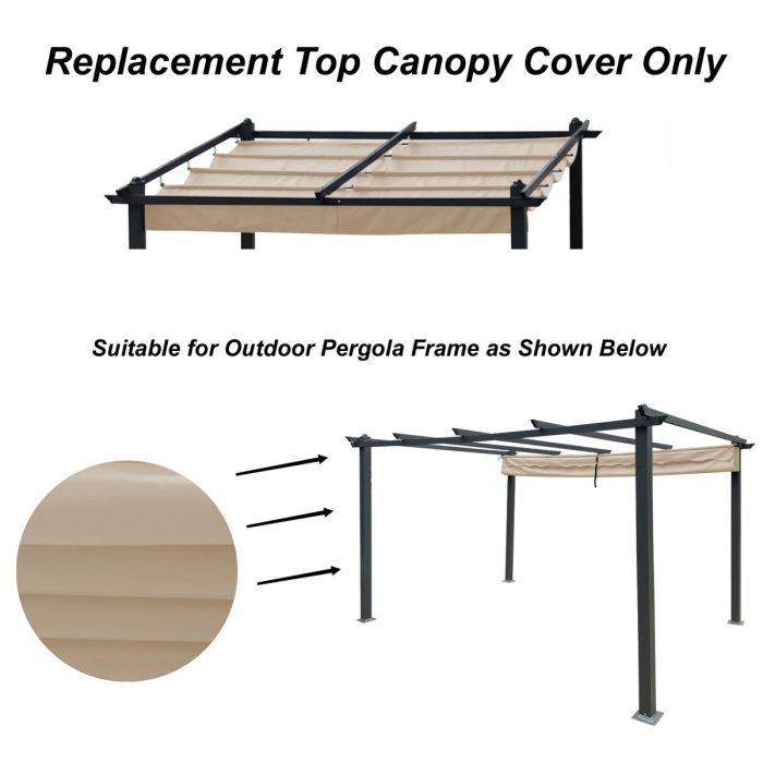 Replacement Canopy Top Cover Fabric For Outdoor Patio Retractable Pergola Sun-Shelter Canopy - Image 11