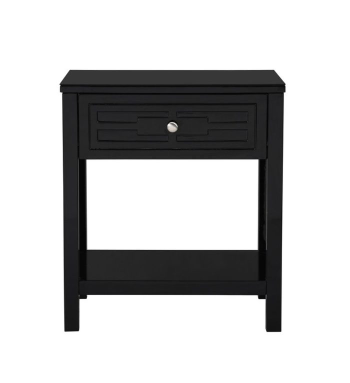 Dylan - Wooden End Side Table Nightstand With Glass Top And Drawer - Image 10
