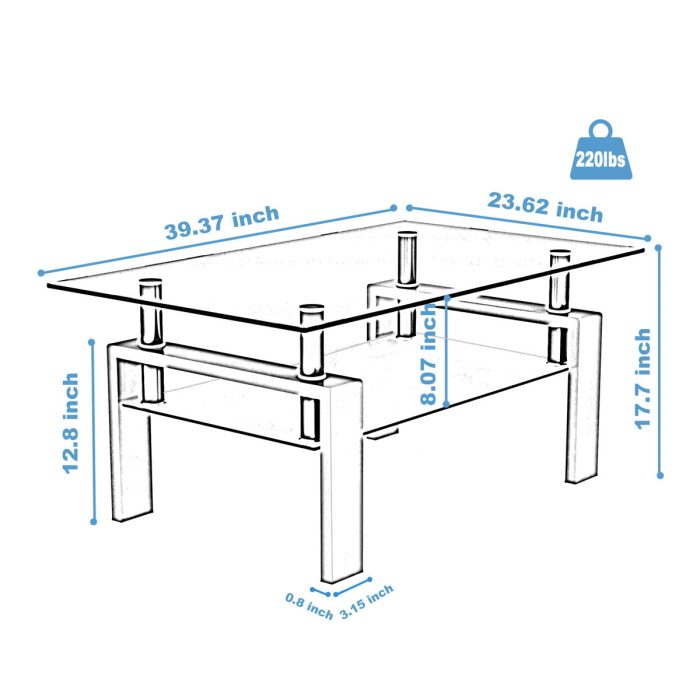 Rectangle Coffee Table, Modern Side Center Tables For Furniture - Image 11