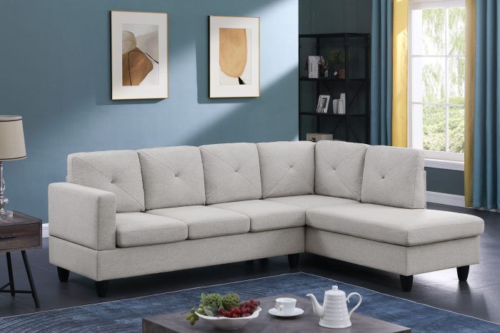 Santiago - Linen Sectional Sofa With Right Facing Chaise - Image 6