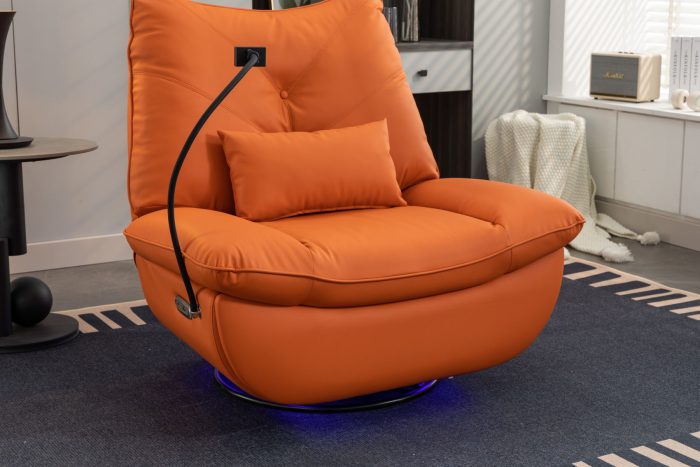 270 Swivel Glider Recliner Chair, Power Recliner Rocking Chair, USB Port Charge For Nursery Chair With Atmosphere Lamp For Living Room Bedroom Apartment - Image 4