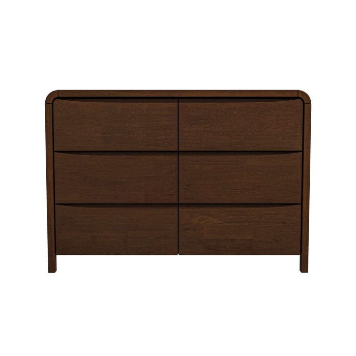 Lionel - Mid-Century Modern Solid Wood 6 Drawer Dresser - Brown - Image 2