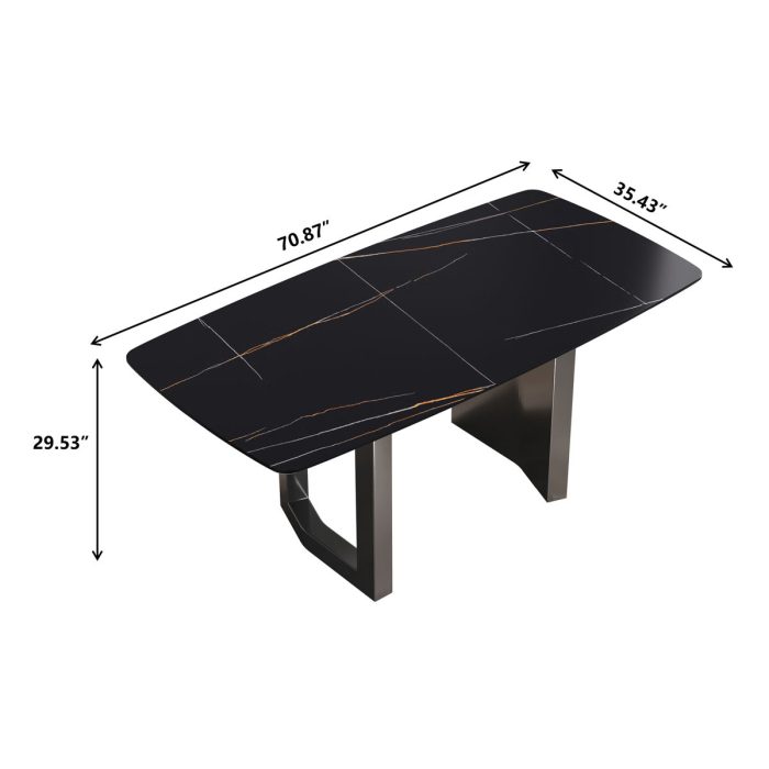 Modern Artificial Stone Dining Table, Can Accommodate 6-8 People - Black - Image 7
