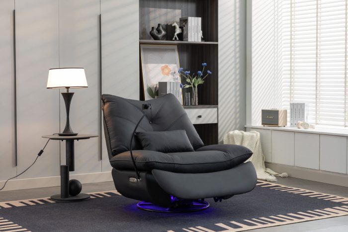270 Swivel Glider Recliner Chair, Power Recliner Rocking Chair, USB Port Charge For Nursery Chair With Atmosphere Lamp For Living Room Bedroom Apartment - Image 14