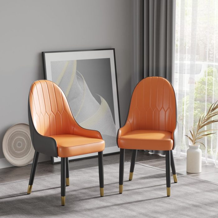 Modern PU Sponge-Filled Dining Chair, Solid Wood Metal Legs, Suitable For Restaurants, Living Rooms And Rooms (Set of 2) - Image 3