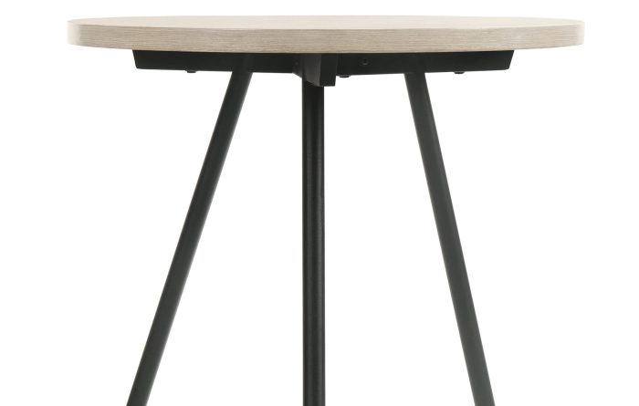 Neroli - Contemporary Round Side Table With Black Metal Base - Oak White - Image 2