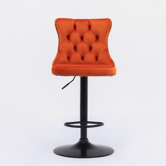 Swivel Velvet Barstools Adjusatble Seat Height, Modern Upholstered Bar Stools With Backs Comfortable Tufted For Home Pub And Kitchen Island (Set of 2) - Image 3