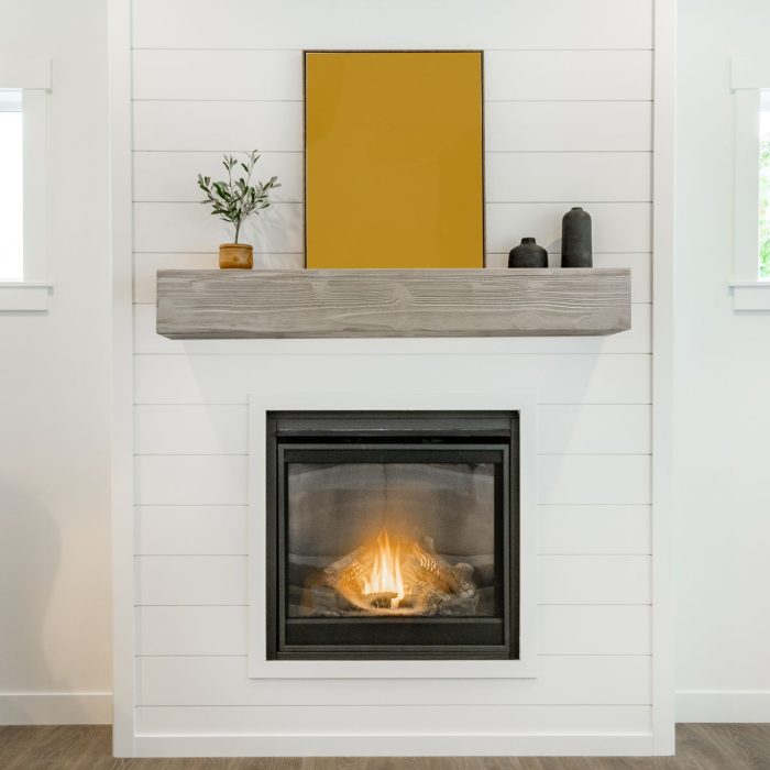 Rustic Wood Fireplace Mantel, Wall-Mounted & Floating Shelf For Home Decor - Image 5