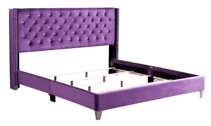 Upholstered Nailhead Trim Chic Bed - Image 10