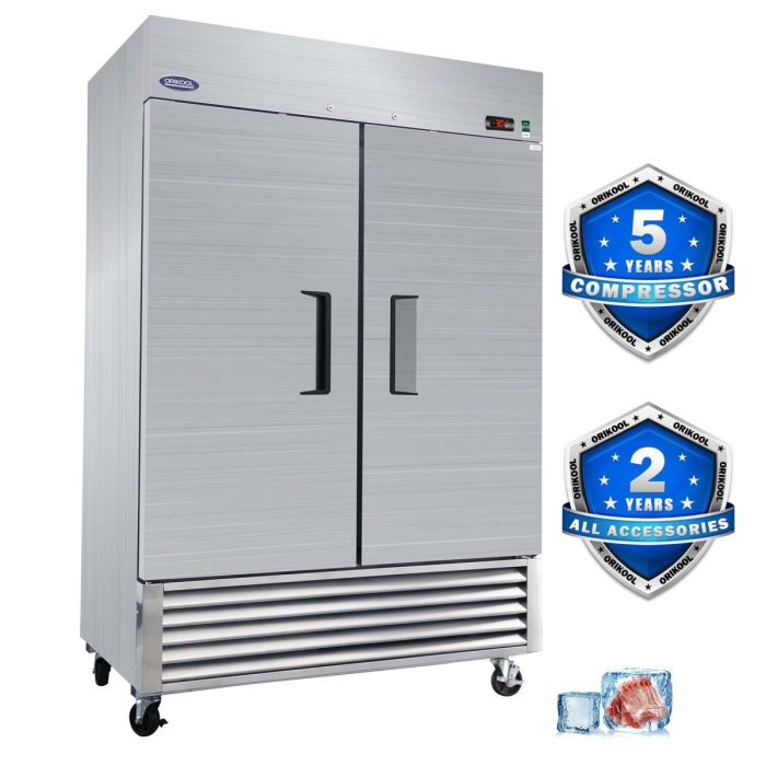 54" Commercial Freezer 49 Cu.Ft With 2 Solid Door Reach-In Freezers Stainless Steel Etl Approved Upright Freeze Storage - Silver - Image 3