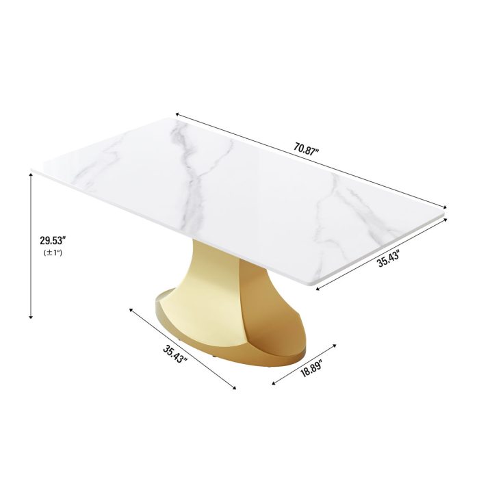Modern Artificial Stone Panel Stainless Steel Curved Legs, Can Accommodate 6 - 8 People - Image 2
