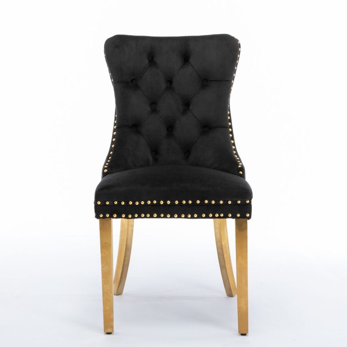 Nikki - Modern, High-End Tufted Solid Wood Contemporary Velvet Upholstered Dining Chair With Golden Stainless Steel Plating Legs, Nailhead Trim (Set of 2) - Image 20