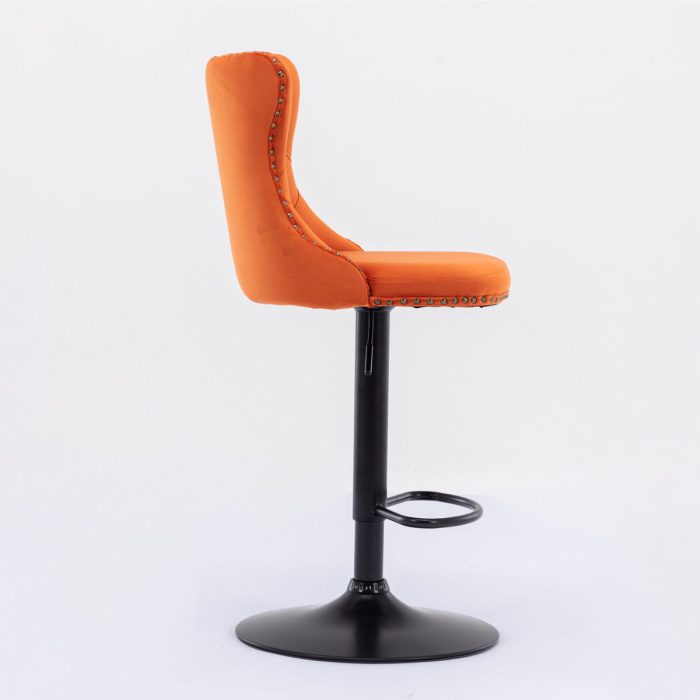 Swivel Velvet Barstools Adjusatble Seat Height, Modern Upholstered Bar Stools With Backs Comfortable Tufted For Home Pub And Kitchen Island (Set of 2) - Image 10