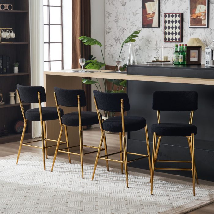 Modern Teddy Fabric Upholstered Bar Stools - Image 8