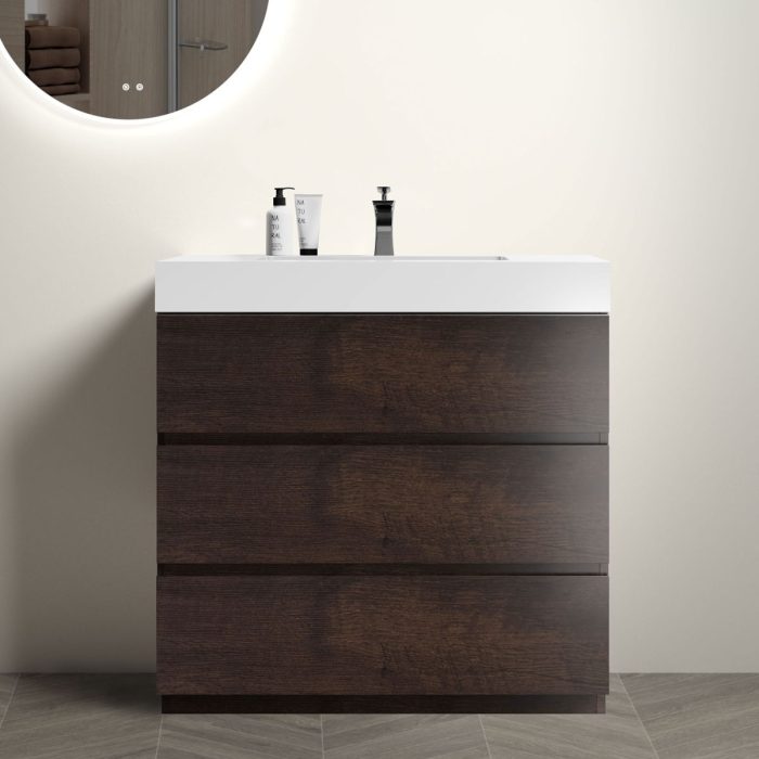 Alice - Bathroom Vanity With Large Storage Freestanding Bathroom Vanity, Sink For Modern Bathroom, One-Piece Sink Basin Without Drain And Faucet - Image 18