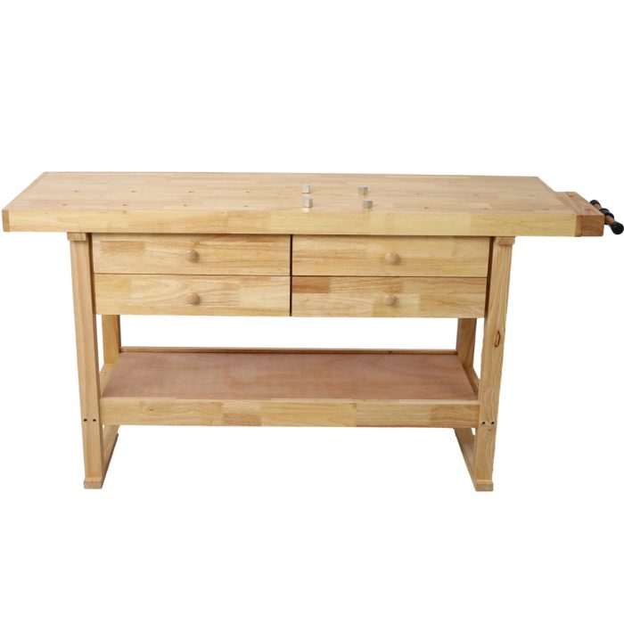 Workbench With 4 Drawers Wooden Workbench For Garage Workshop And Home - Natural - Image 3