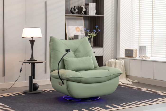 270 Swivel Glider Recliner Chair, Power Recliner Rocking Chair, USB Port Charge For Nursery Chair With Atmosphere Lamp For Living Room Bedroom Apartment - Image 15
