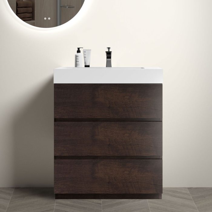 Alice - Bathroom Vanity With Large Storage Freestanding Bathroom Vanity, Sink For Modern Bathroom, One-Piece Sink Basin Without Drain And Faucet - Image 17