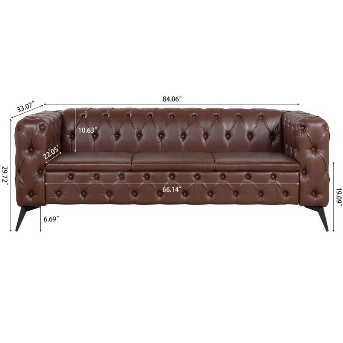 Square Arm Removable Cushion 3 Seater Sofa - Image 7