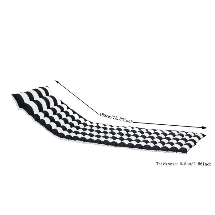 Outdoor Lounge Chairs (Set of 2), Cushion Replacement Patio Funiture Seat Cushion Chaise Lounge Cushion - Black / White - Image 4