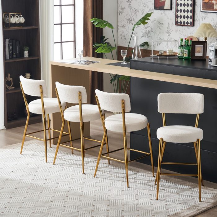 Modern Teddy Fabric Upholstered Bar Stools - Image 7