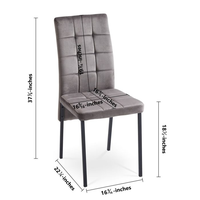 Velvet High Back Nordic Dining Chair Modern Fabric Chair With Black Legs (Set of 2) - Image 8