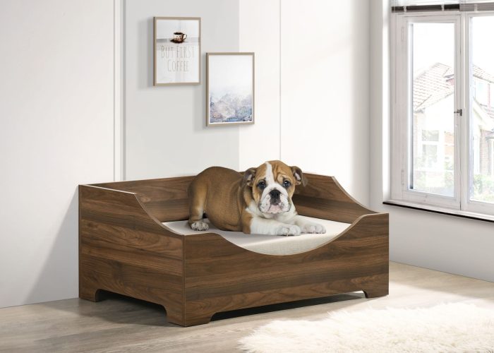 Gibson - Alder Wood Finish Modern Comfy Pet Bed With Cushion - Brown - Image 3