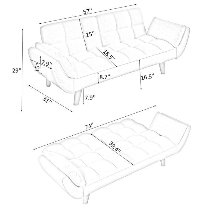 Sofa Soft Two Armrests Throw Pillow Pillow Comfortable Fit Apartment Bedroom Small Space - Image 12