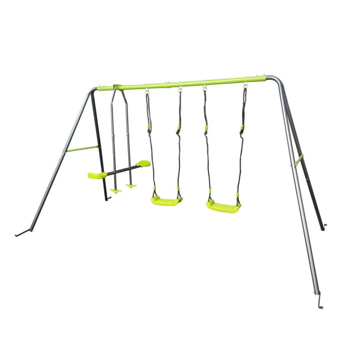 Xns081 Interesting Swingset With Plastic Safe Swing Set 440Lbs For Outdoor Playground For Age 3+ With Face To Face Without Tee - Lime Green - Image 2