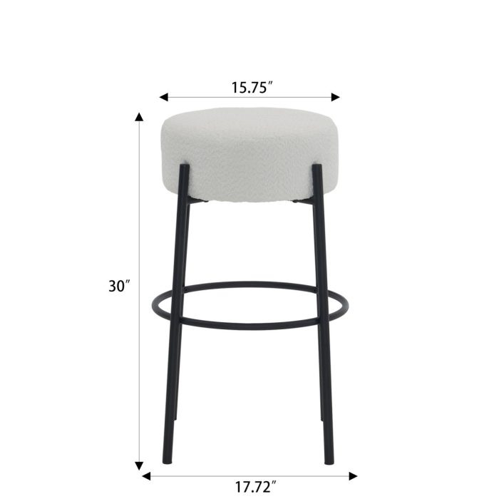 Round High Bar Stools (Set of 2), Contemporary Upholstered Dining Stools For Kitchens, Coffee Shops And Bar Stores - Image 6