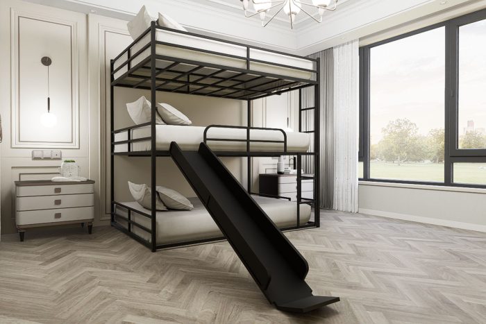 Twin Size House Loft Bed With Slide And Ladder - Black - Image 2
