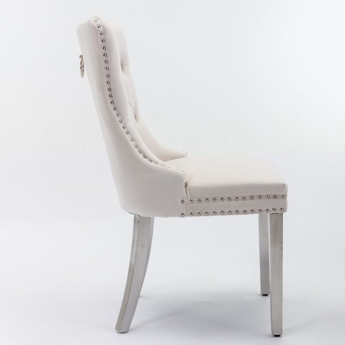 Nikki - Modern, High-End Tufted Solid Wood Contemporary Velvet Upholstered Dining Chair With Chrome Stainless Steel Plating Legs, Nailhead Trim (Set of 2) - Image 18
