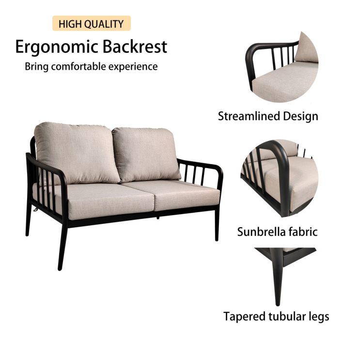 Outdoor Patio Modern Set With Removable Sunbrella Cushions And Table - Image 3