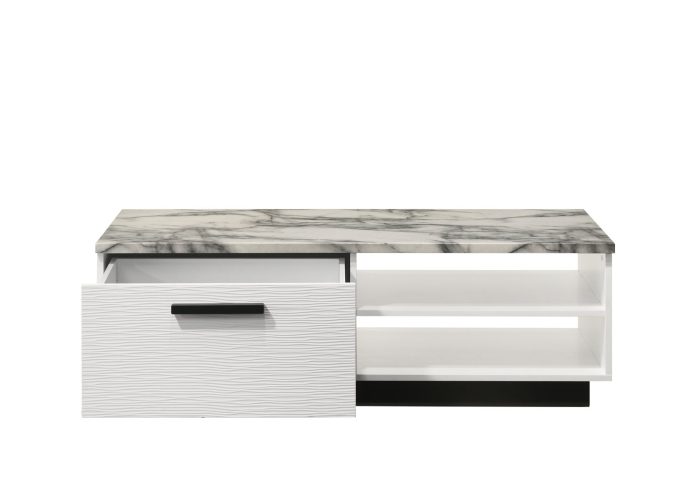 Matilda - Coffee Table With White Faux Marble Top - White - Image 2