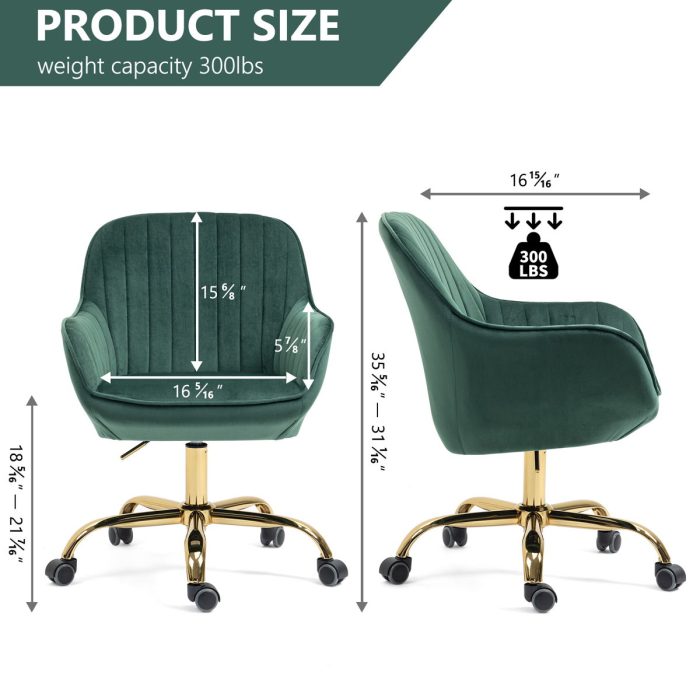 Swivel Chair With High Back, Adjustable Working Chair With Golden Base - Image 3