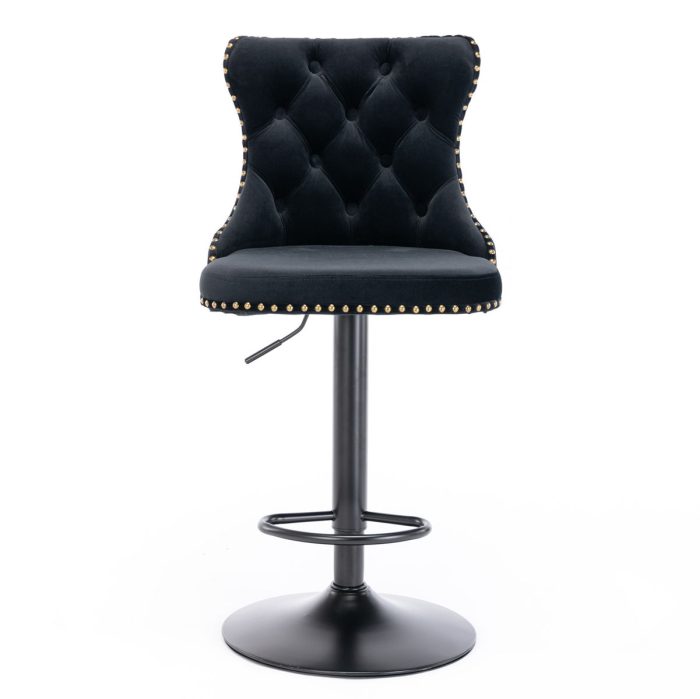 Swivel Velvet Barstools Adjusatble Seat Height, Modern Upholstered Bar Stools With Backs Comfortable Tufted For Home Pub And Kitchen Island (Set of 2) - Image 2