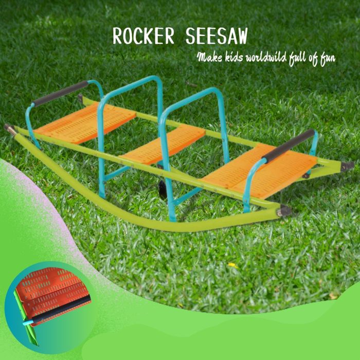 Xss008 High Quality Kids Seesaw Plastic Seat Playground Equipment Cute Baby Plastic Rocker Outdoor Children Steel Tube For Kids Age 3+ - Green / Blue - Image 2