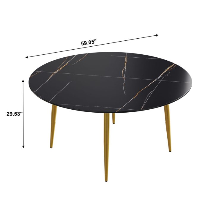 Modern Man-Made Stone Round Dining Table-Position For 6 People - Image 7