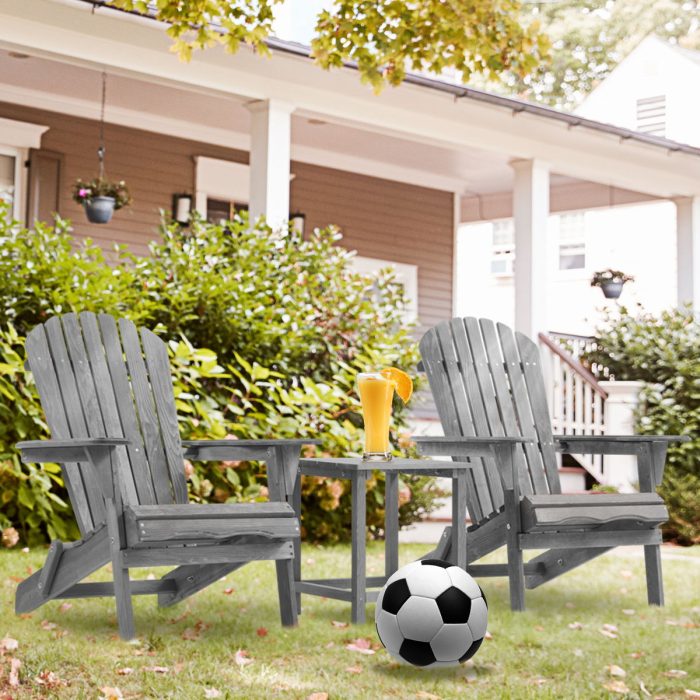 Lounge Patio Chair For Garden Outdoor Wooden Folding Adirondack Chair (Set of 2) Solid Cedar Wood Lounge Patio Chair For Garden - Image 7