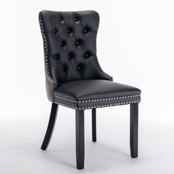 Nikki - Modern, High-End Tufted Solid Wood Contemporary PU And Velvet Upholstered Dining Chair With Wood Legs Nailhead Trim (Set of 2) - Image 16
