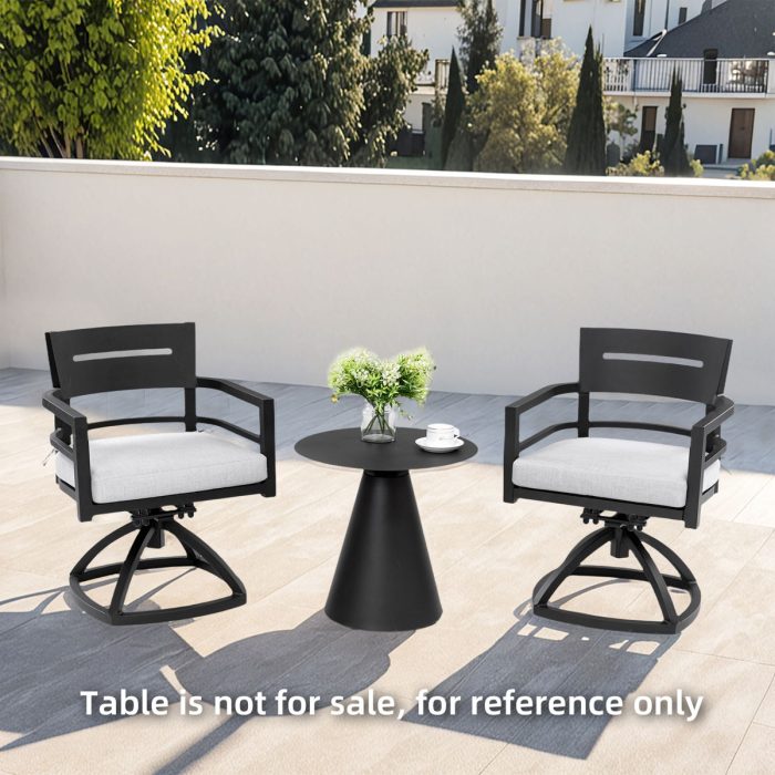 Outdoor Patio Swivel Rocker With Outdoor Grade Sunbrella Fabric Cushions (Set of 2) - Ember Black - Image 3