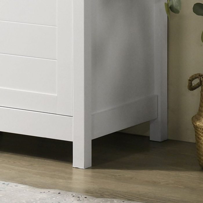 Claire - Storage Cabinet With Oak Accent Finish And Framed Slatted Panel Design - White - Image 4